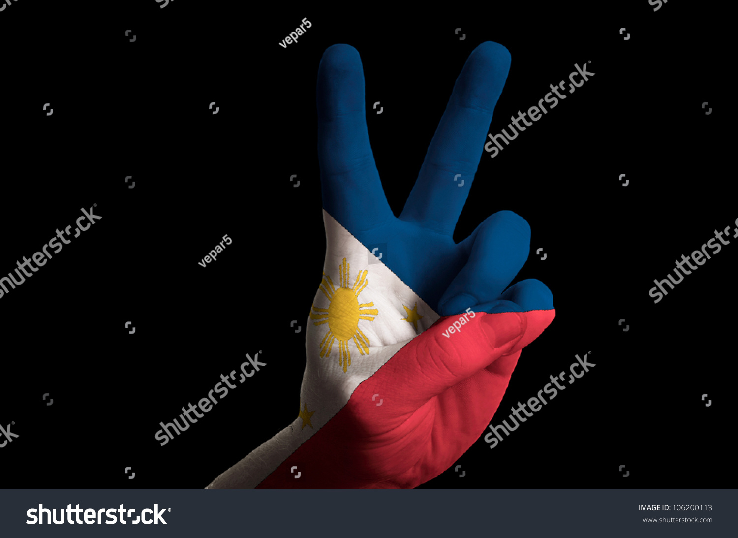 Hand Two Finger Gesture Colored Philippines Stock Photo 106200113 ...