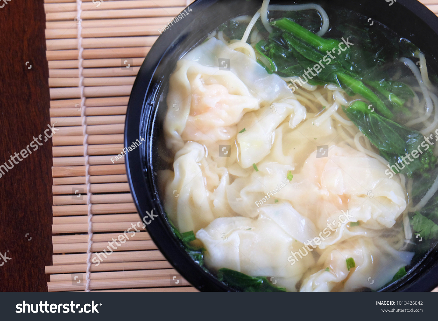 Hand Wrapped Shrimp Wonton Ramen Yu Stock Photo Edit Now