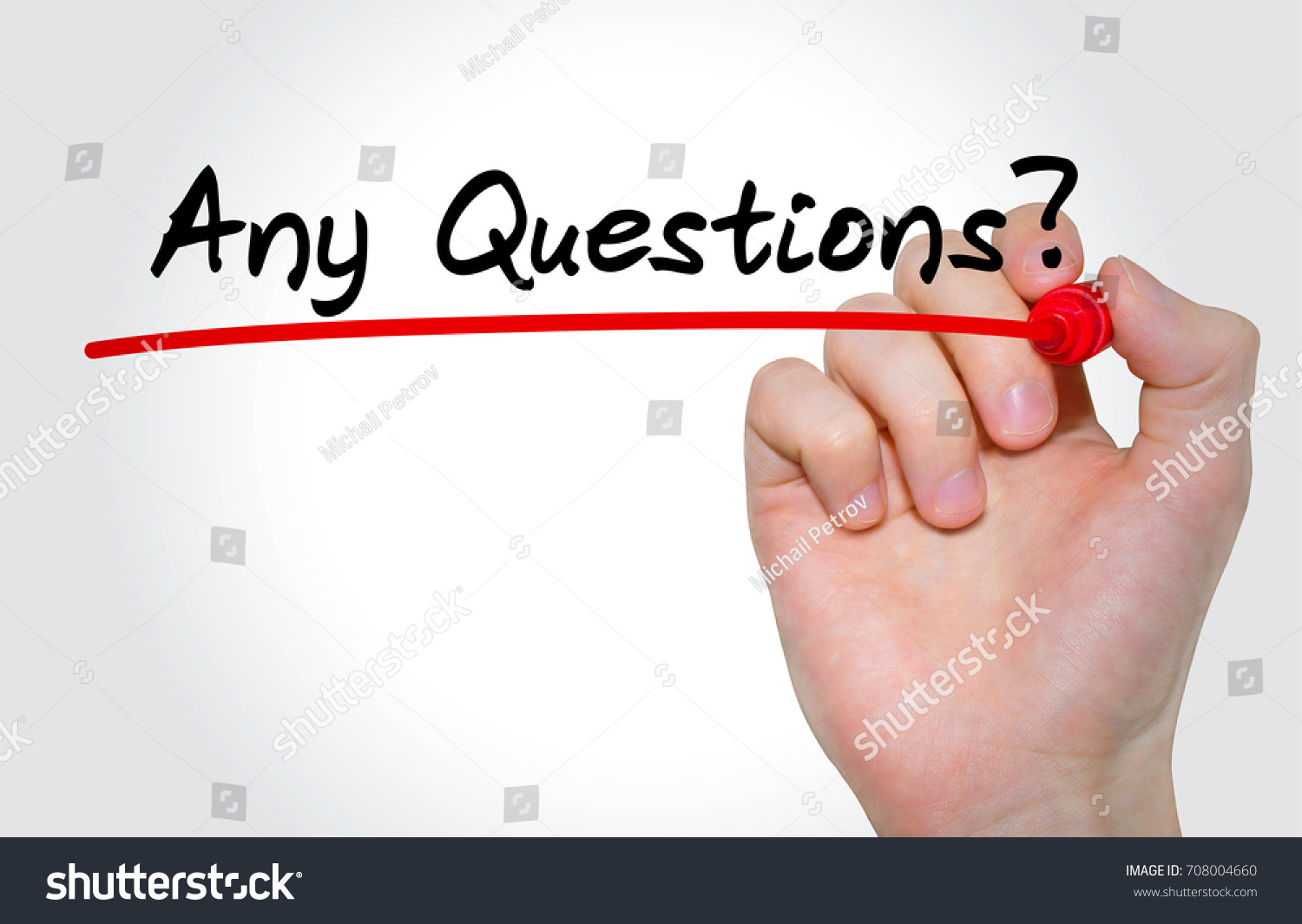 Hand Writing Inscription Any Questions Marker Stock Photo (Edit Now ...