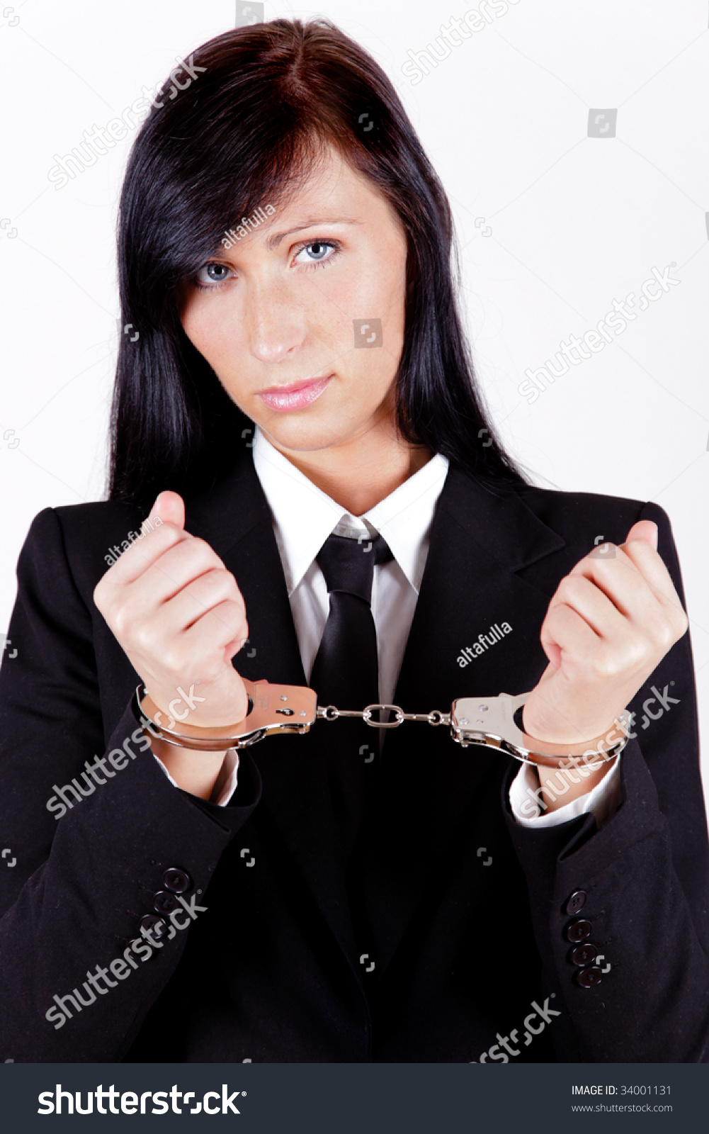 Handcuffed Bank Businesswoman Being Sad Stock Photo 34001131 - Shutterstock