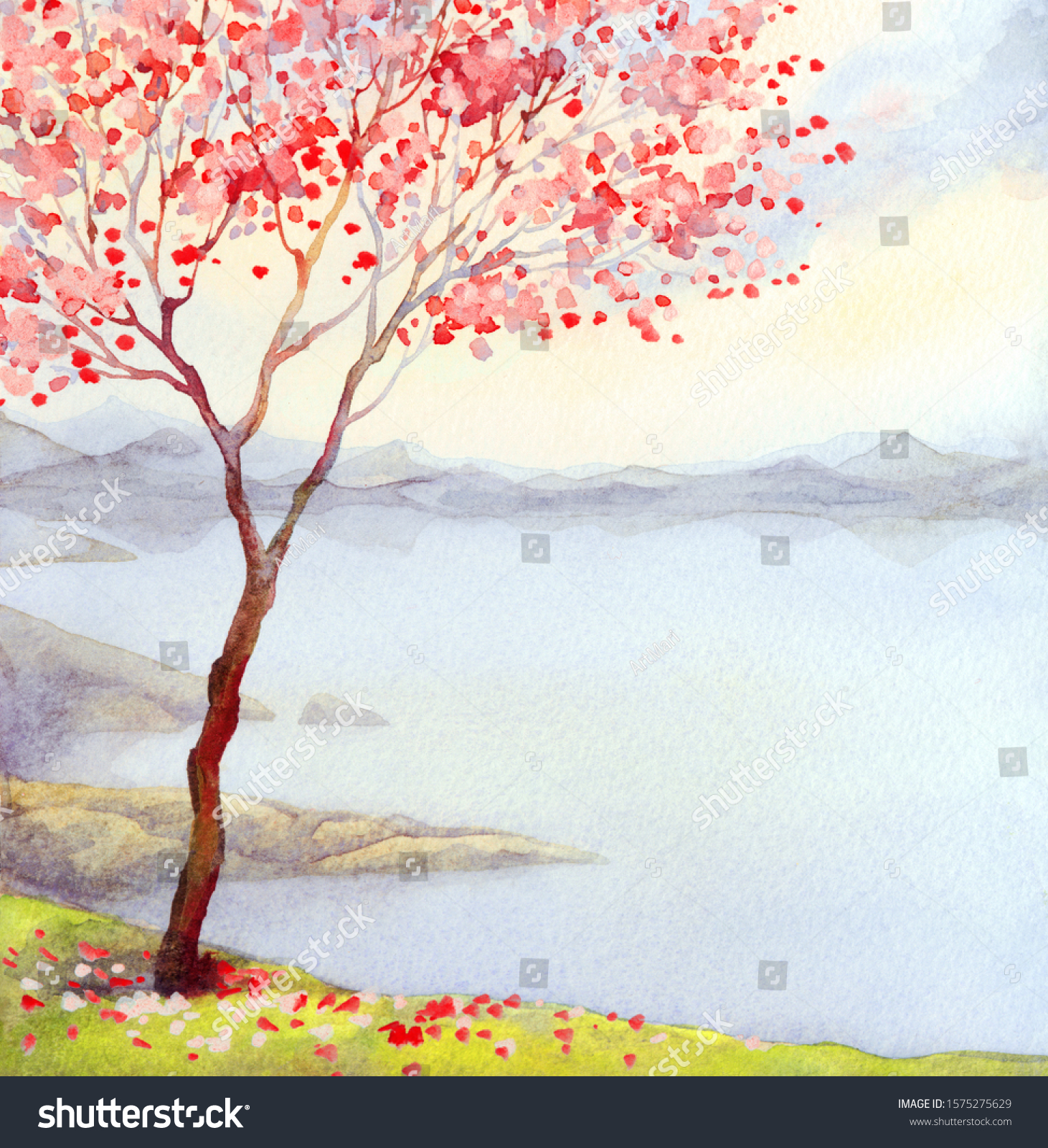 Abstract Landscape Watercolor Drawing Watercolor Painting Original Sketch  Original Drawing  agrohortipbacid