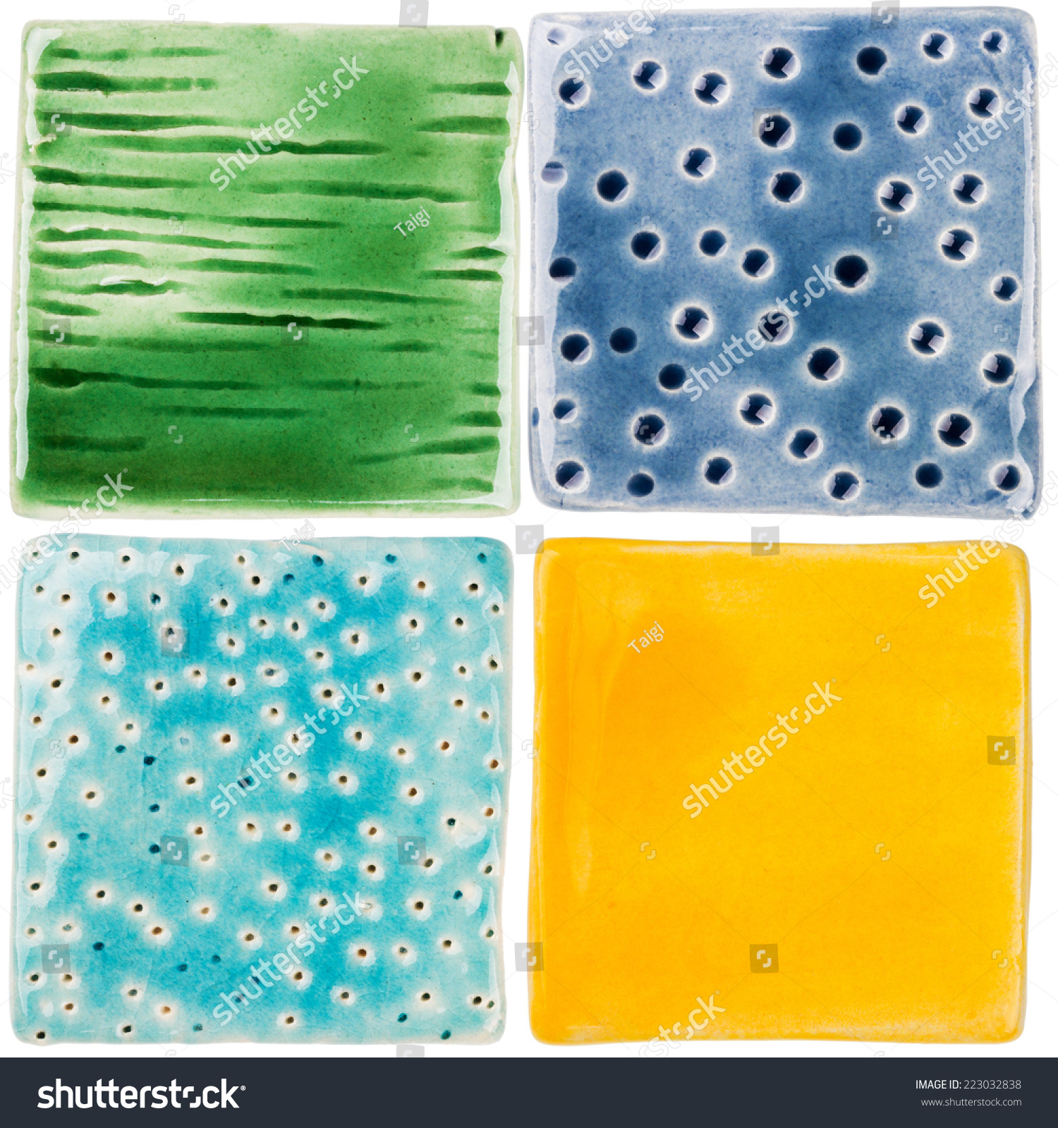 Handmade Glazed Ceramic Tiles Isolated On Stock Photo (Edit Now) 223032838