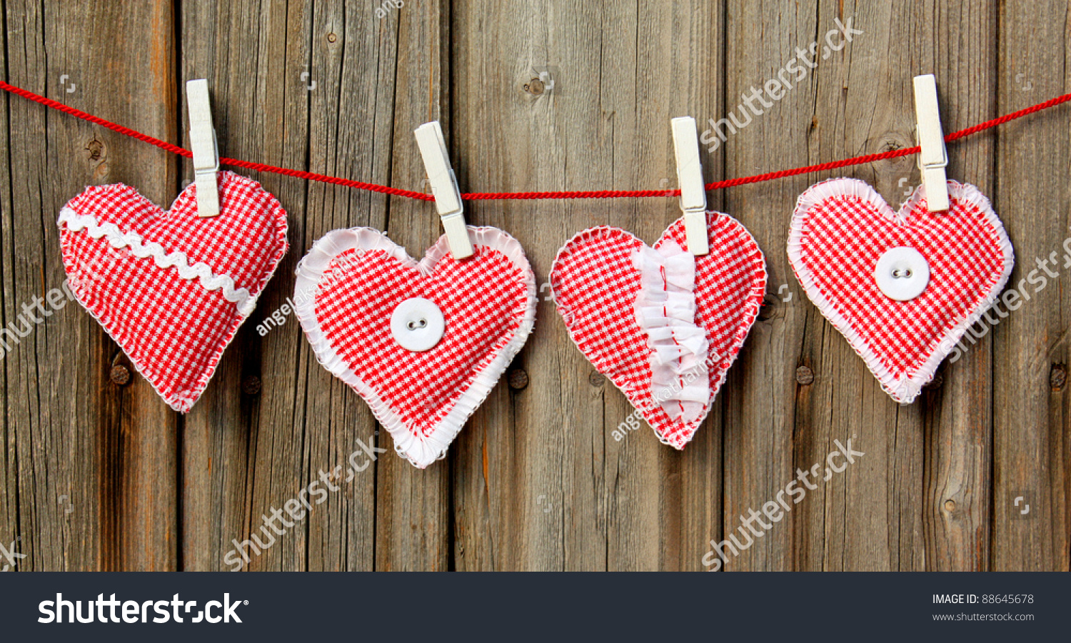 Handmade Hearts Hanging On Line Stock Photo 88645678 : Shutterstock