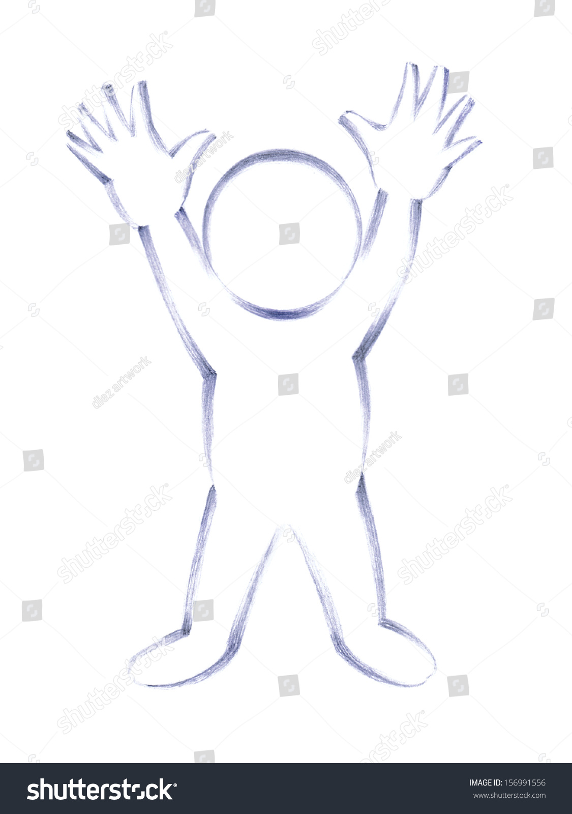 Handmade Pencil Drawing Person Holding Hands Stock Illustration