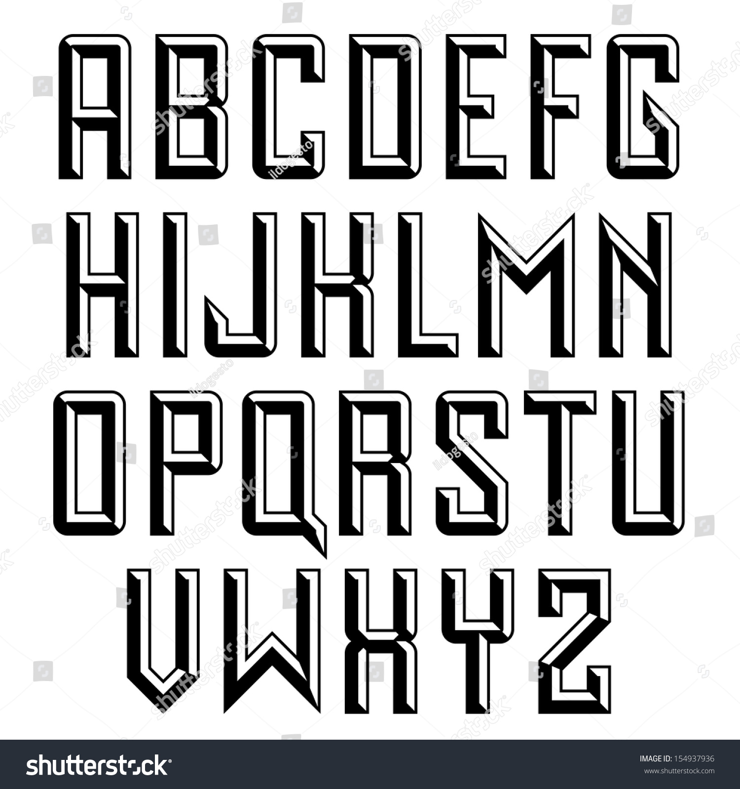 Handmade Retro Font Sans Serif 3d Stock Illustration 154937936 ...