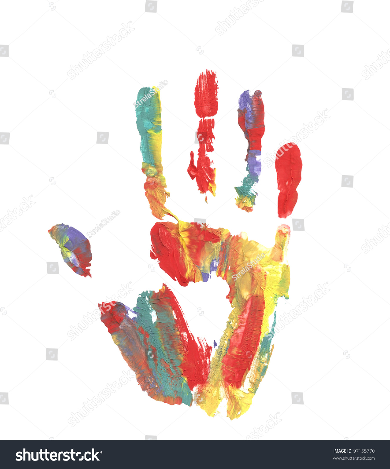 Handprint Colored Inks Stock Photo (Edit Now) 97155770