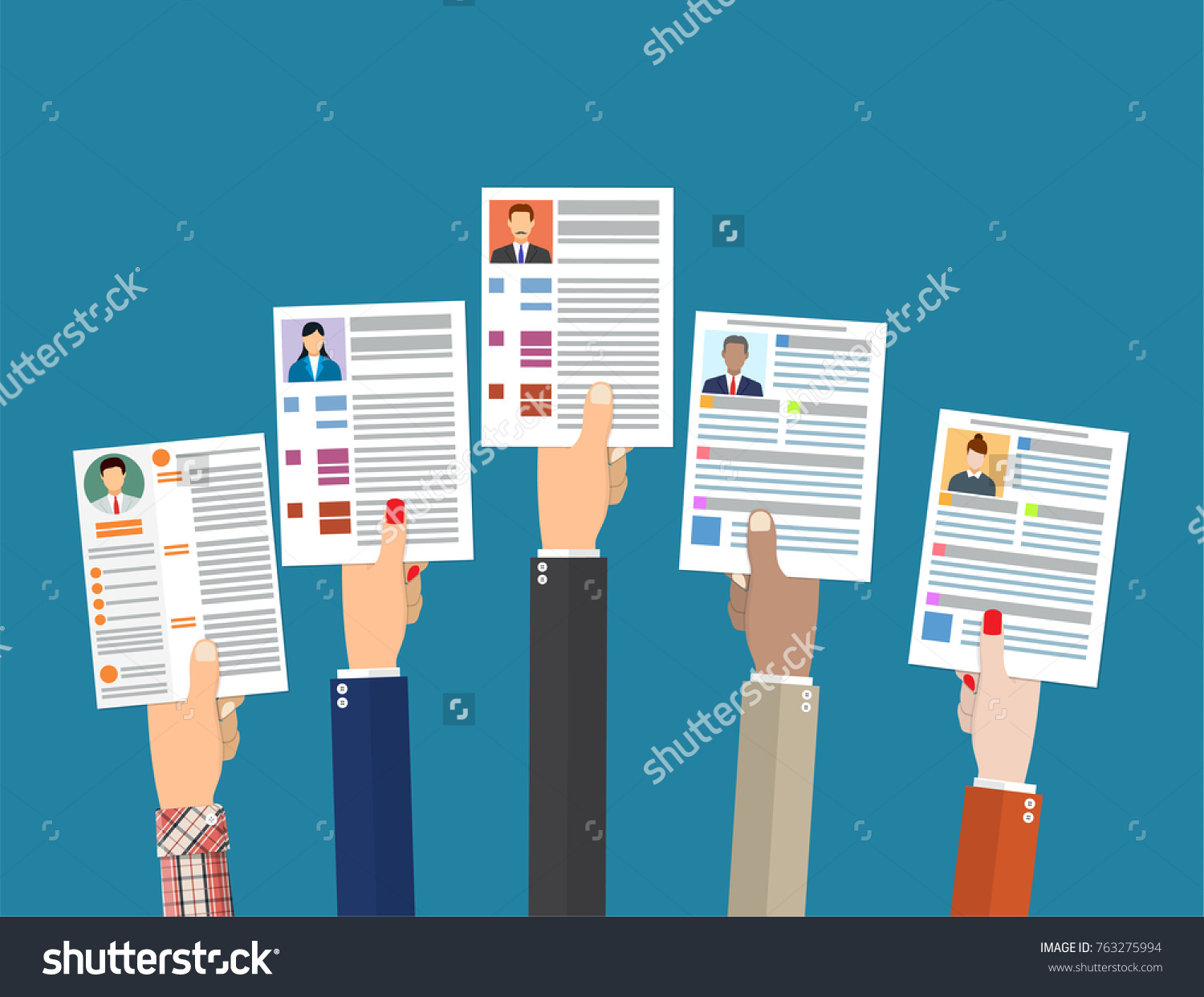 Hands Holding Cv Resume Documents Human Stock Illustration 763275994 ...