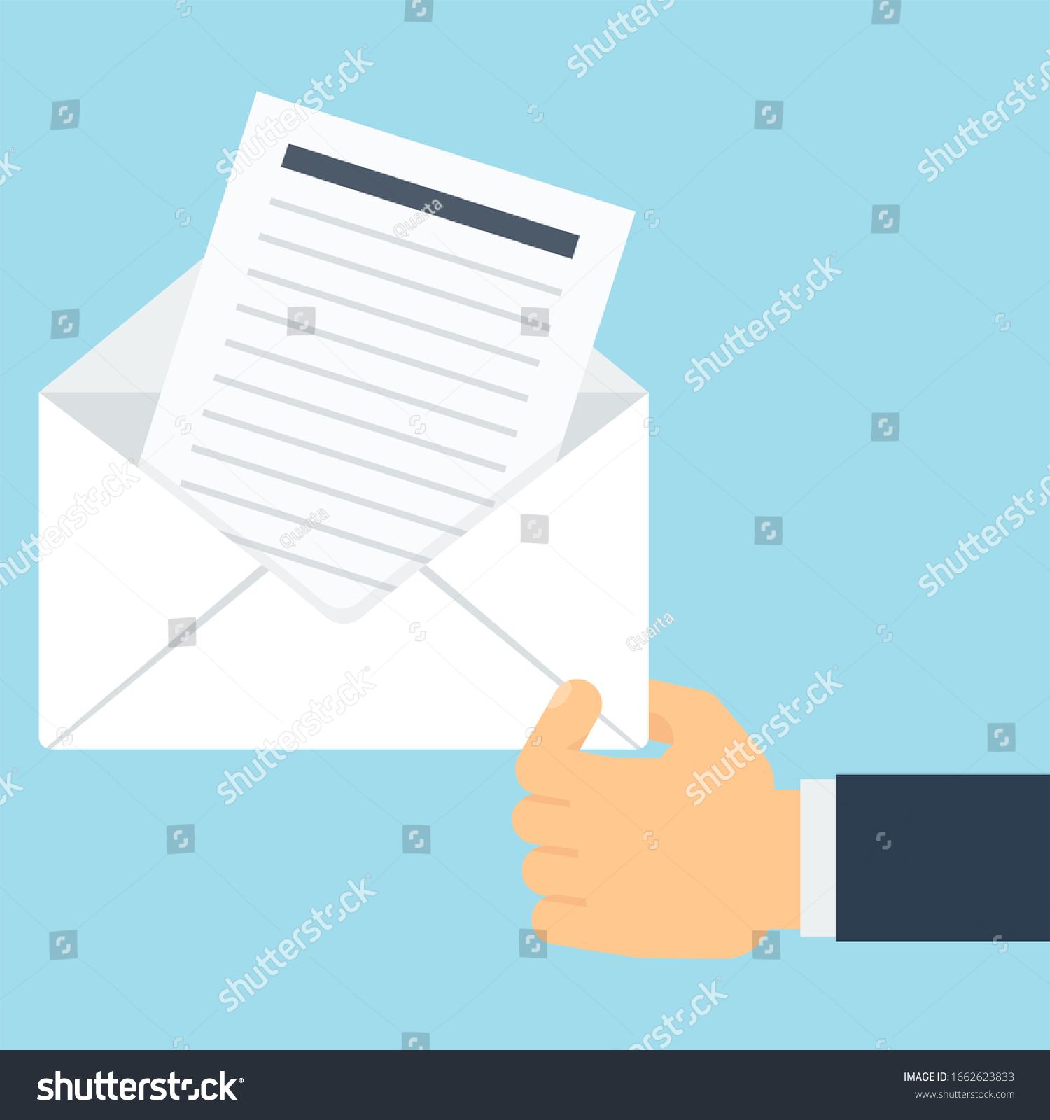 Hands Holding Envelope Letter Flat Cartoon Stock Illustration ...