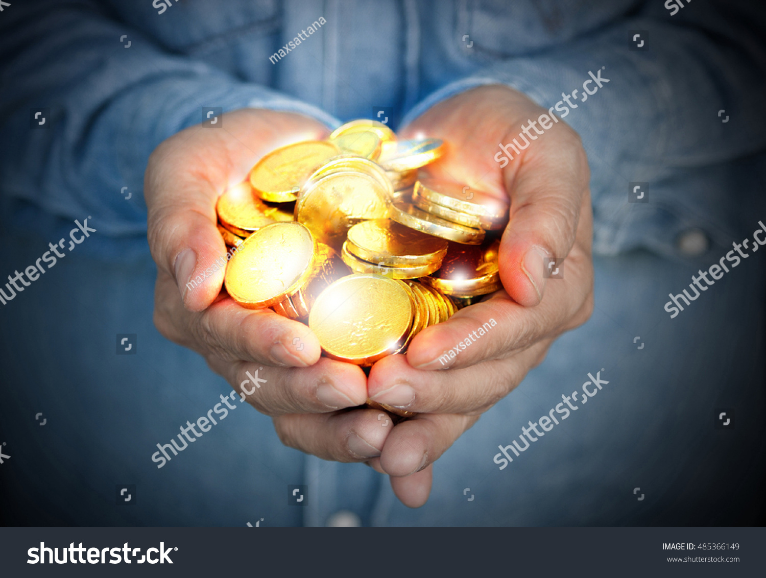 Hands Holding Gold Coins Stock Photo 485366149 Shutterstock