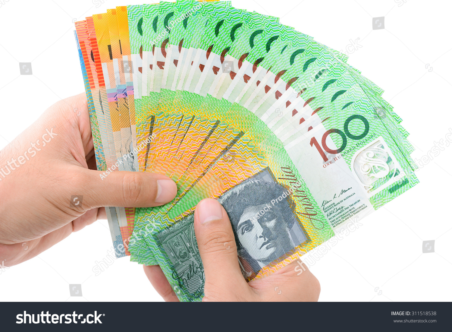 Hands Holding Money Australian Aud Photo (Edit 311518538