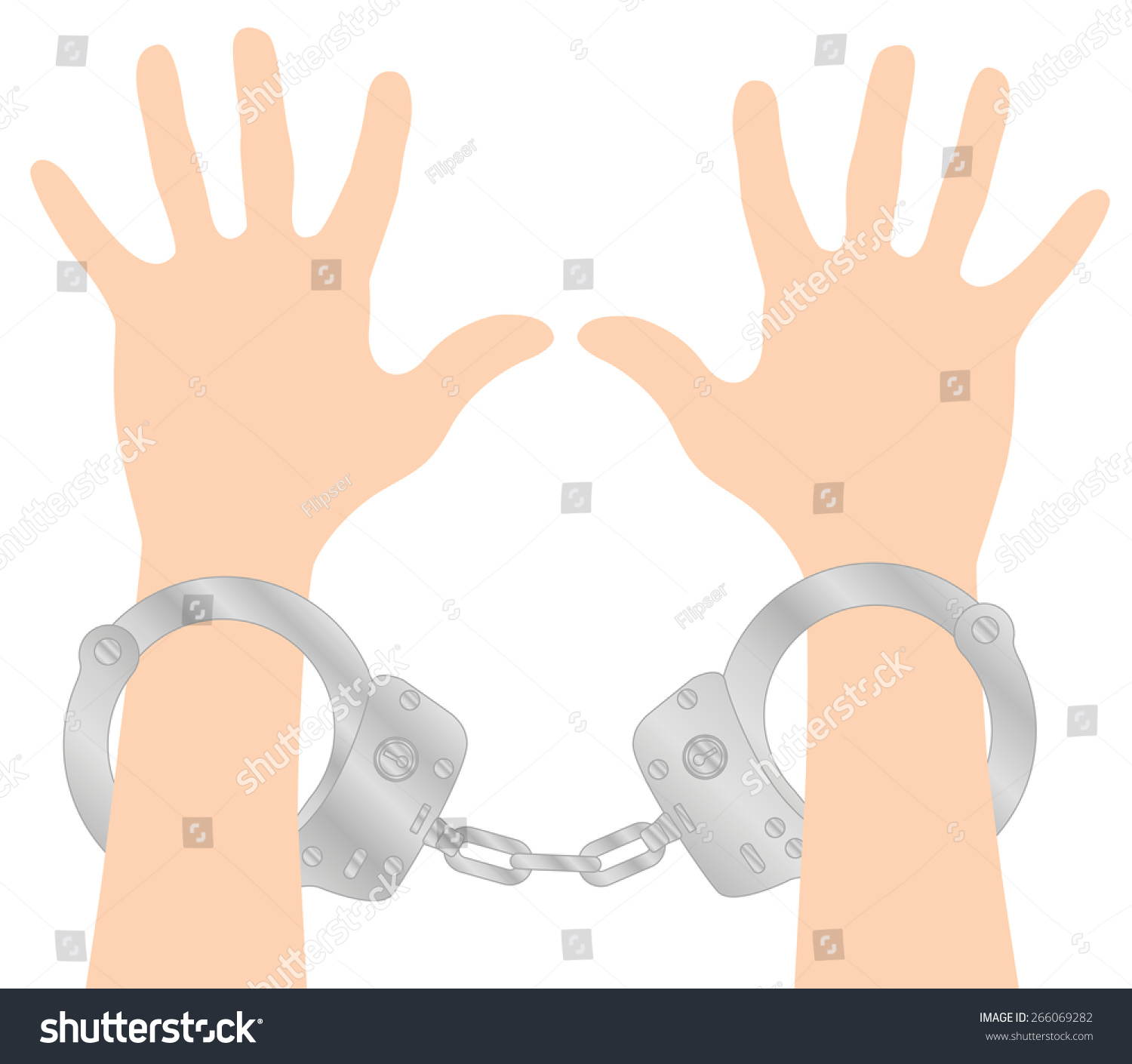 Hands Handcuffs Isolated On White Background Stock Illustration 266069282