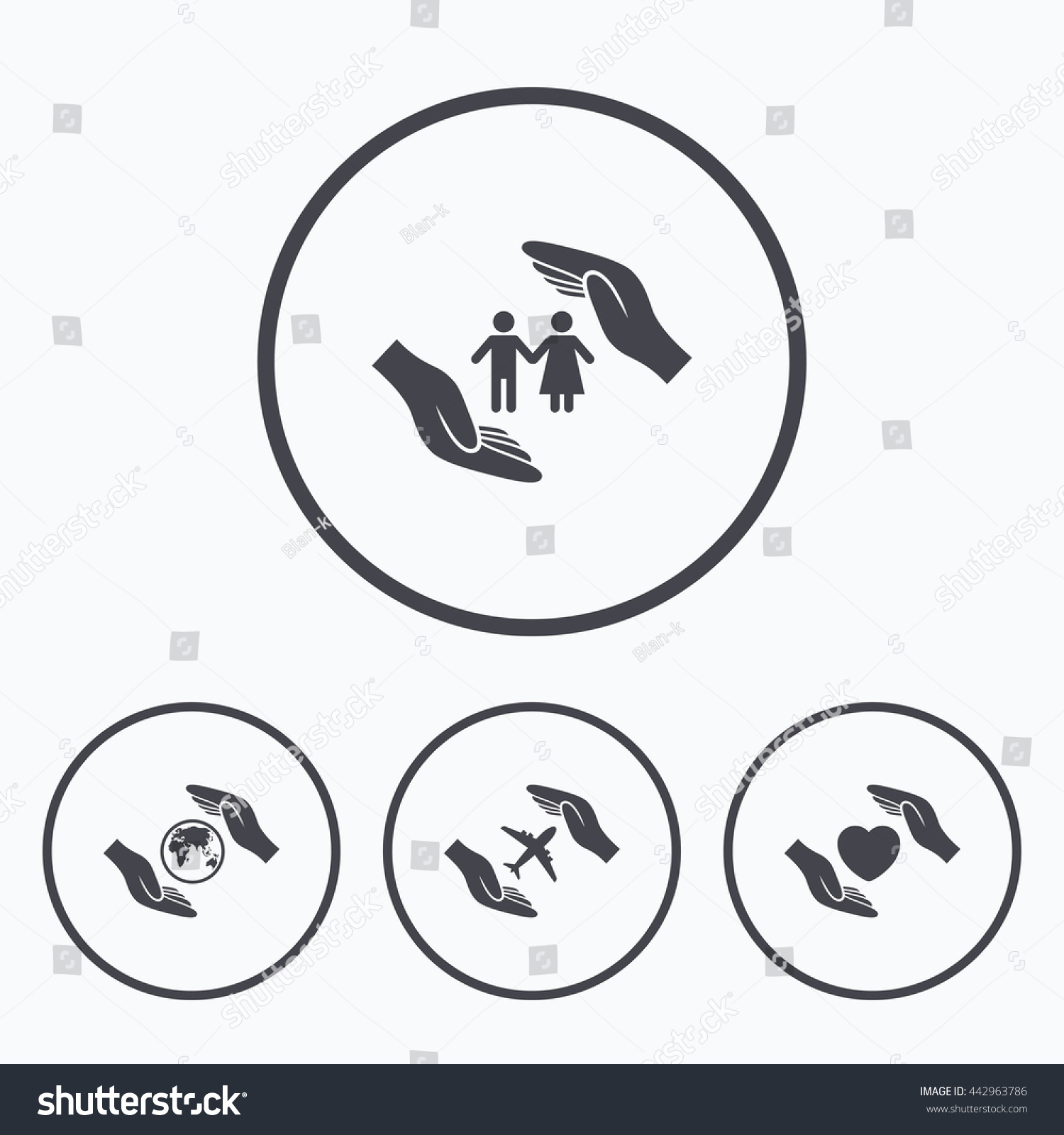travel life insurance quotes hands insurance icons human life insurance stock illustration