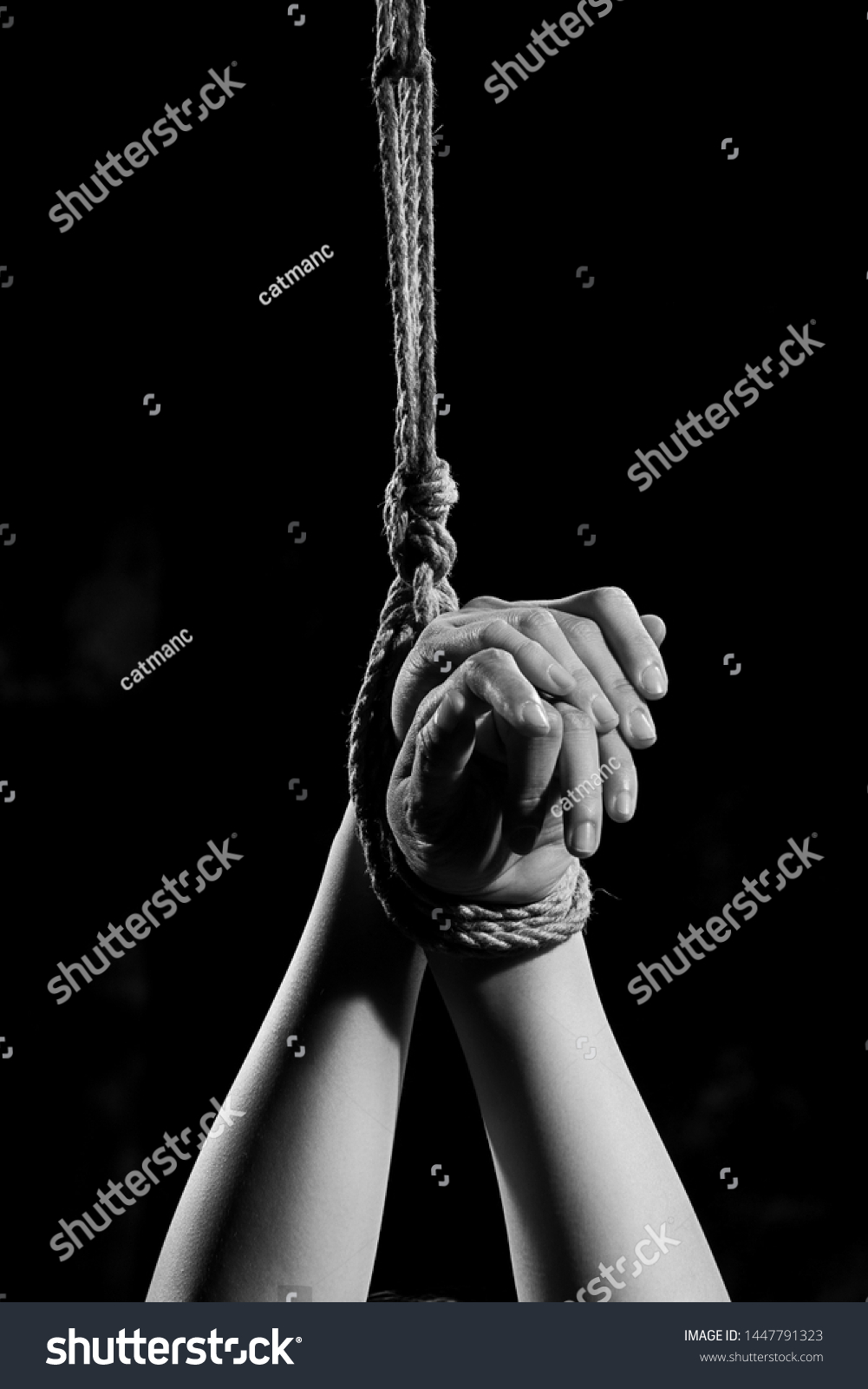 Hands Victim Tied Rope Hanging On Stock Photo Edit Now