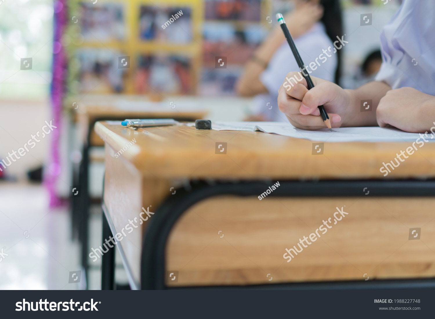 Hands Asian Students Group Learning Concentrate Stock Photo 1988227748