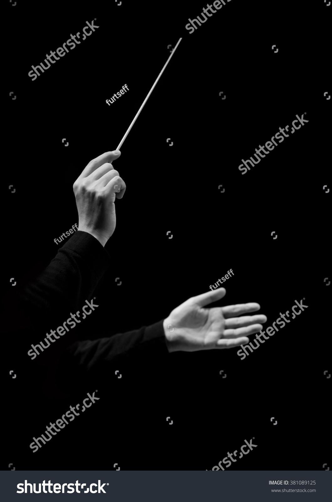 Hands Conductor On Black Background Black Stock Photo 381089125