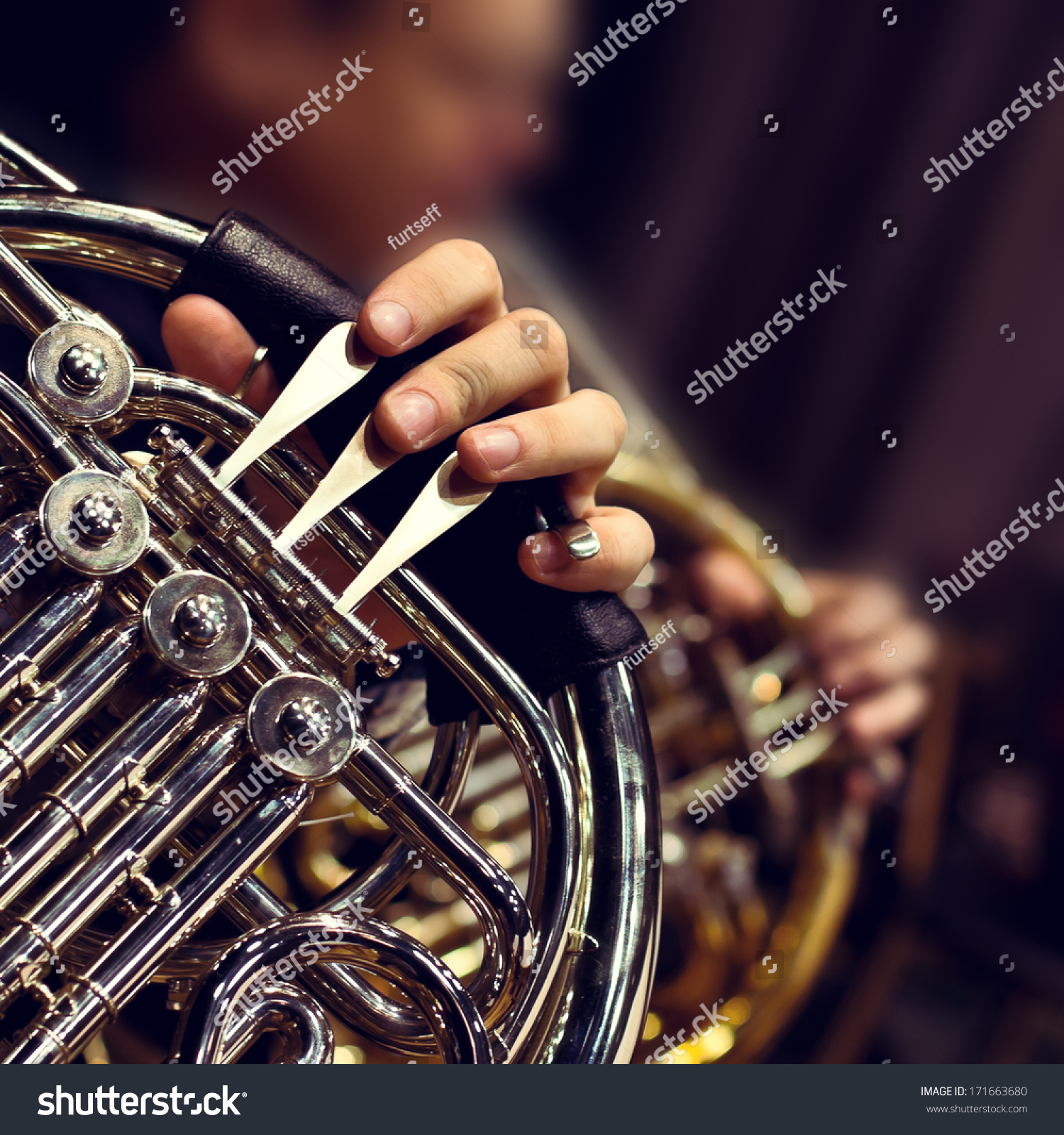 Hands Man Playing French Horn Stock Photo (Edit Now) 171663680