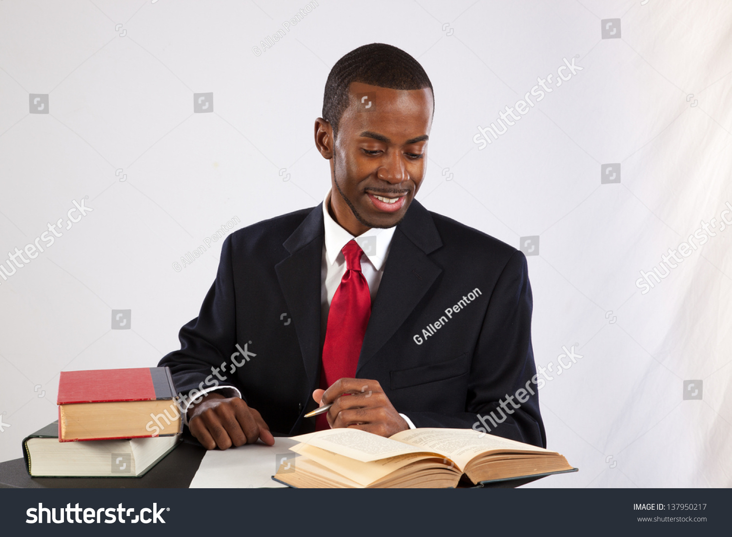 Handsome Black Man Business Suit Books Stock Photo (Edit Now) 137950217