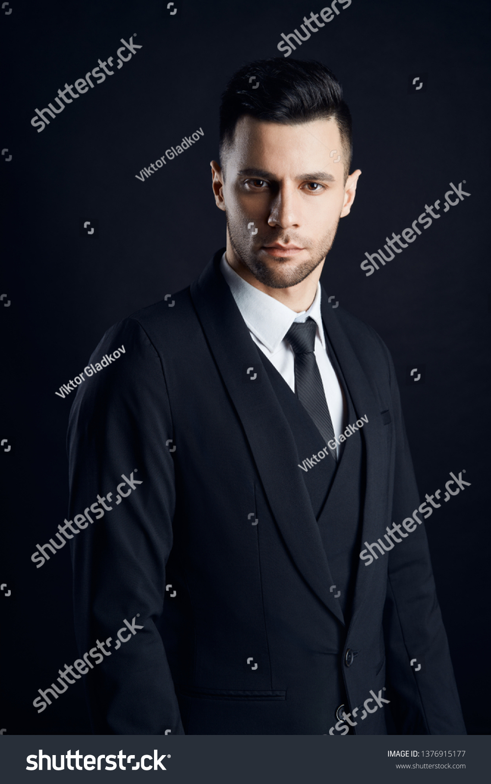 Handsome Confident Man Black Suit On Stock Photo 1376915177 | Shutterstock