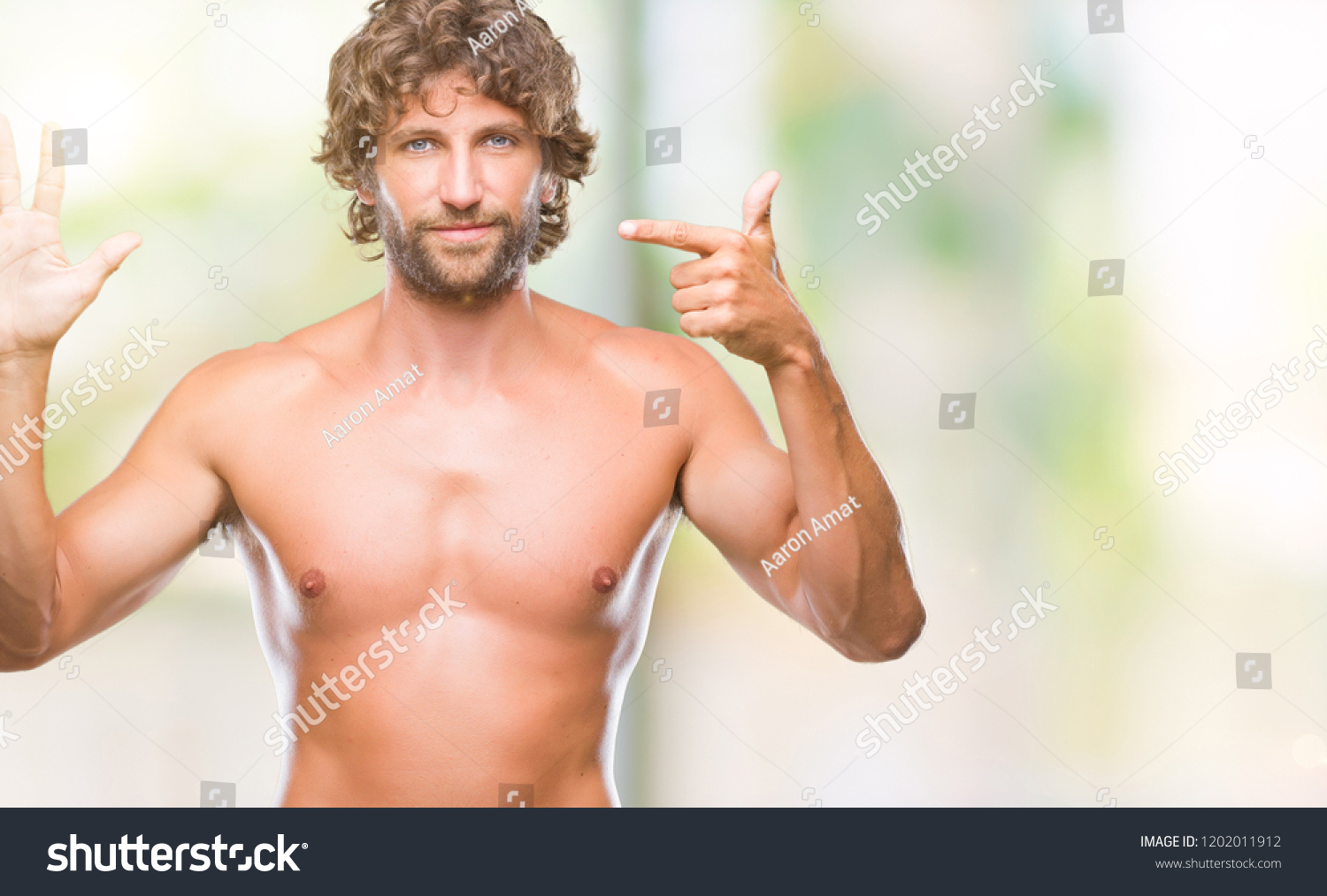 Handsome Hispanic Model Man Sexy Shirtless Stock Photo