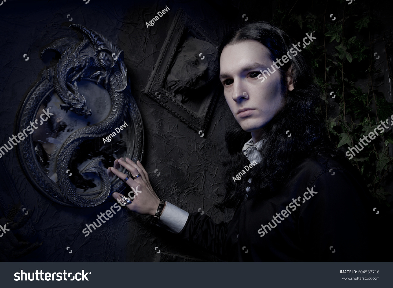 Handsome Man Gothic Vampire Style Stock Photo 604533716 