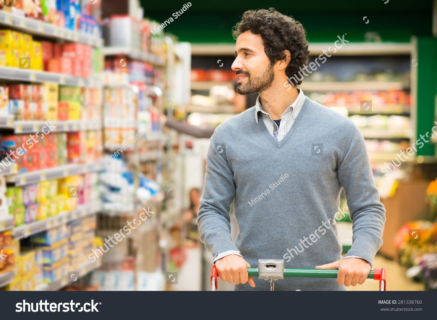 Handsome Man Shopping In A Supermarket Stock Photo 281338760 : Shutterstock