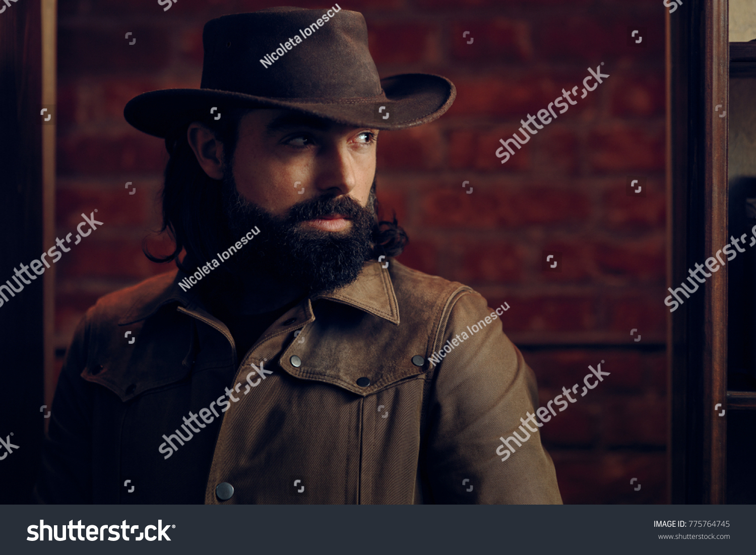 Handsome Man Wearing Cowboy Hat Western Stock Photo Edit Now 775764745