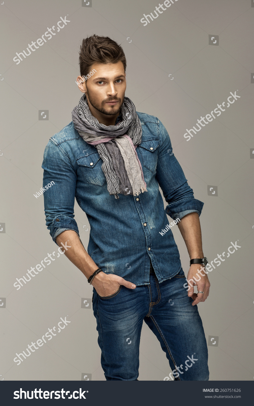 Handsome Man Wearing Jeans Stock Photo 260751626 : Shutterstock