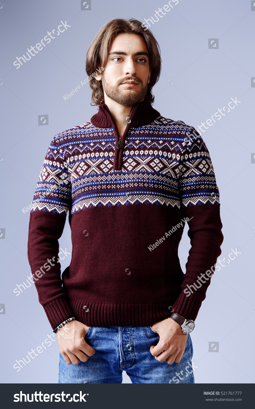Handsome Man Wearing Winter Pullover Mens Stock Photo Edit Now