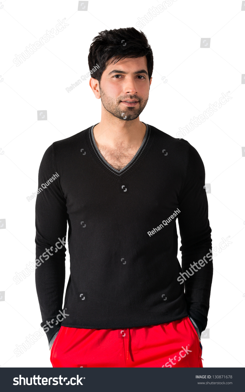 Handsome Man With Attitude Standing Against White Isolate Background ...