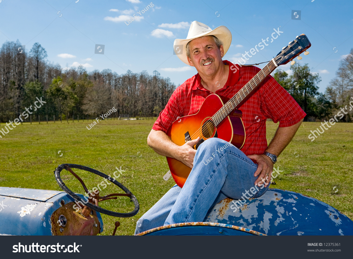 Handsome Mature Singing Cowboy On The Farm With Plenty Of Room For Text ...