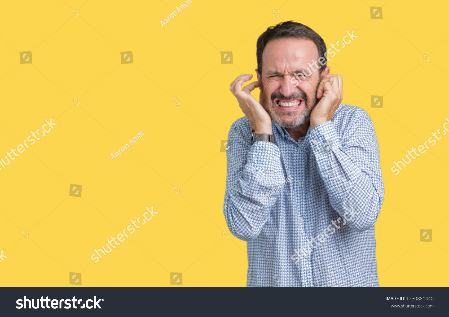  Yellow Classic  Template Design Featuring Handsome Middle Age Elegant Senior Man Over Isolated