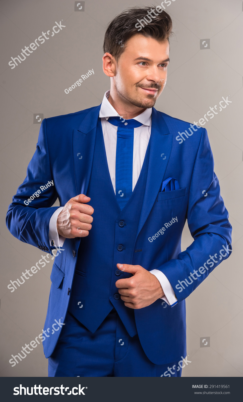 Handsome Nifty Man Stylish Blue Suit Stock Photo 291419561 | Shutterstock