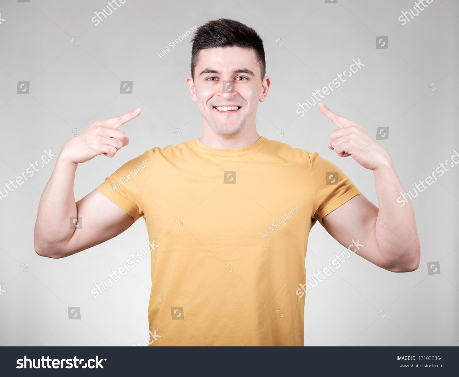 Handsome Smiling Man Pointing Themselves Isolated Stock Photo (Edit Now ...