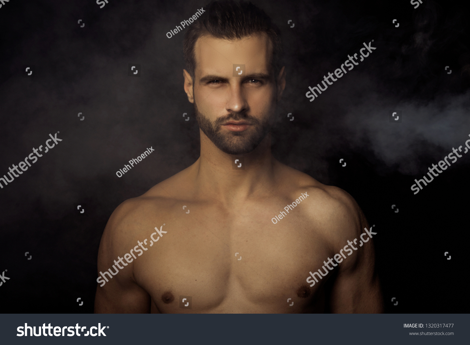 Handsome Sport Sexy Stripped Guy Portrait Stock Photo (Edit Now) 1320317477
