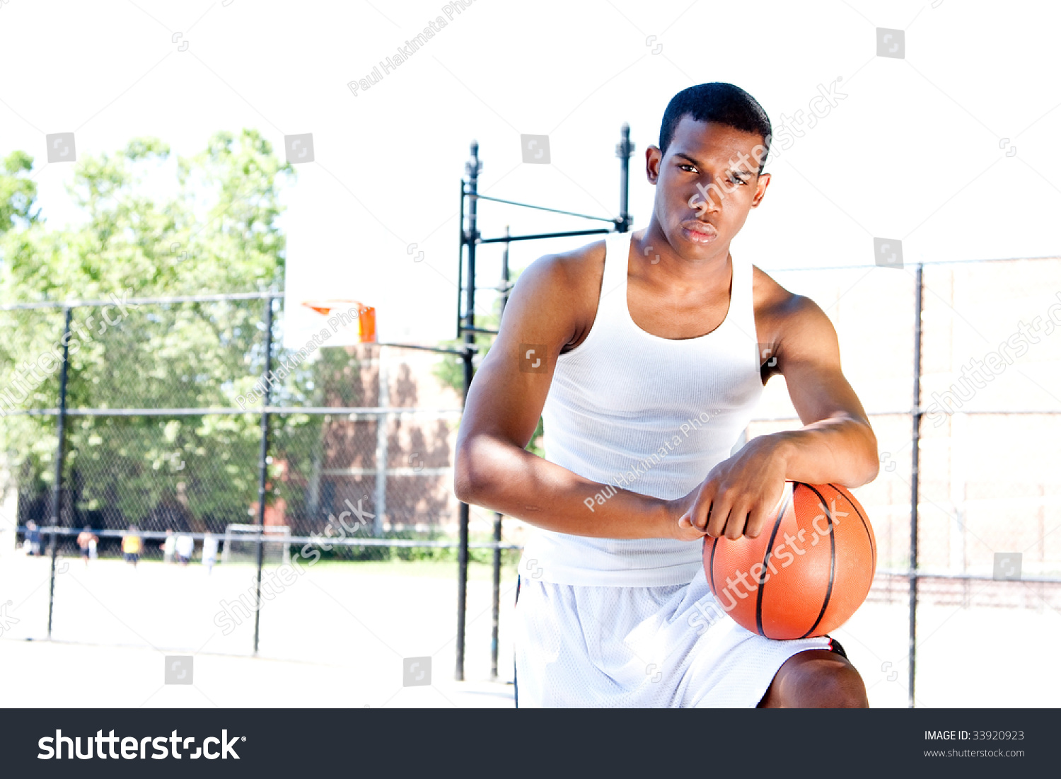 Handsome African American Basketball Player Sitting With 