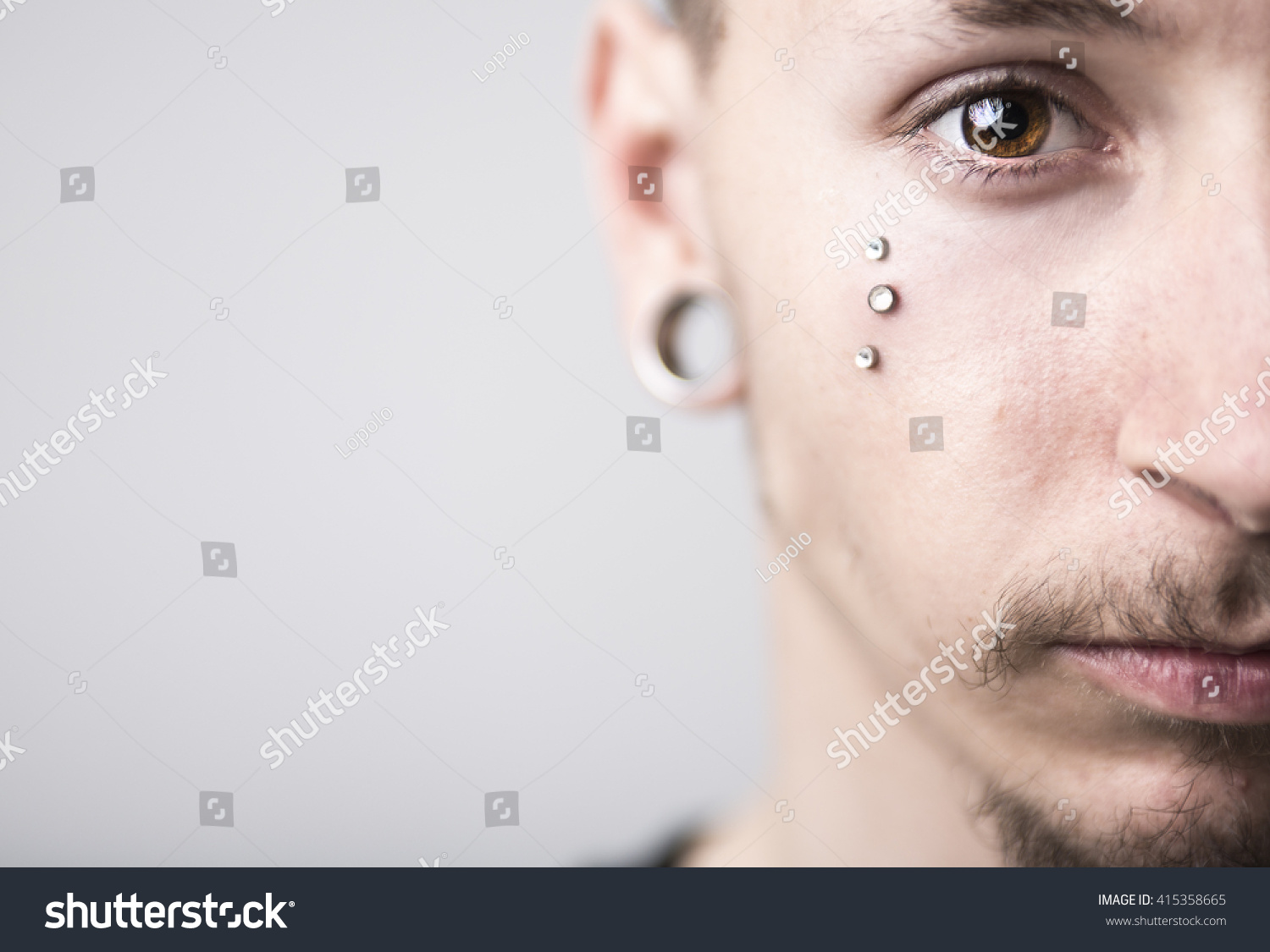 Handsome Stylish Young Man Tattoo Piercing Stock Photo 