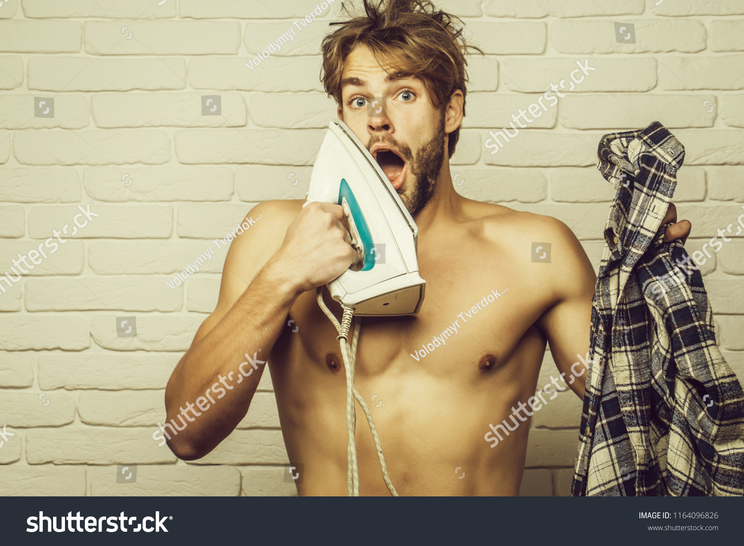 Handsome Topless Sexy Man Messy Hair Stock Photo Edit Now