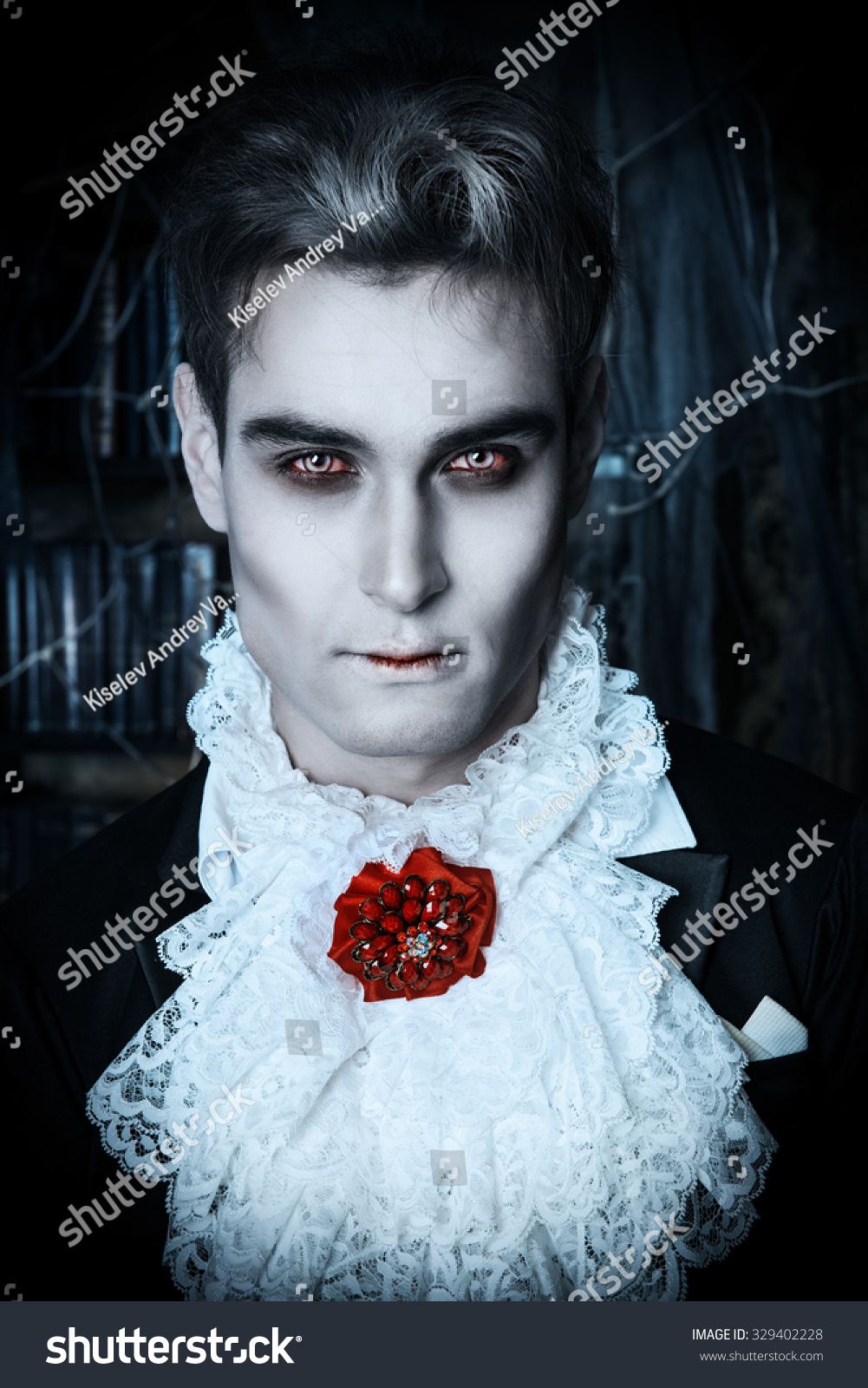 Handsome Vampire Man Wearing Elegant Tailcoat Stock Photo 329402228 ...