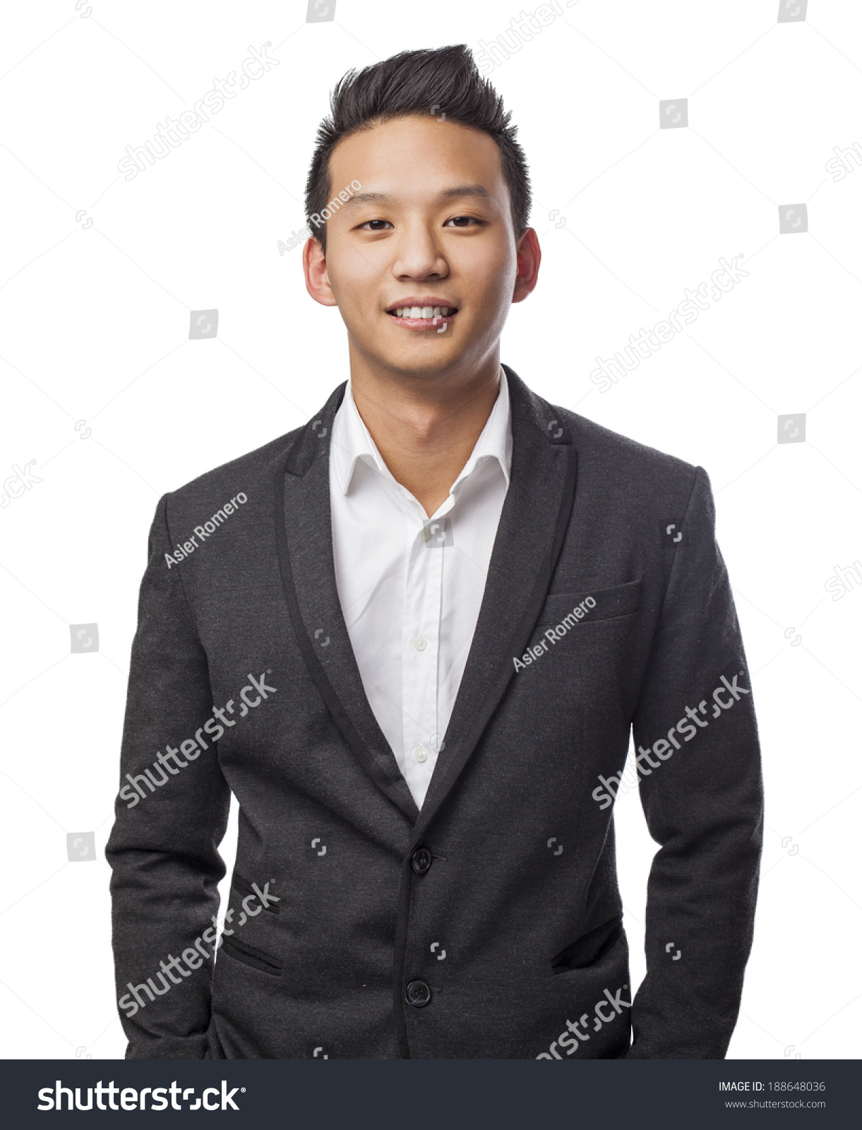 Handsome Young Asian Man Standing Wearing Stock Photo 188648036 ...