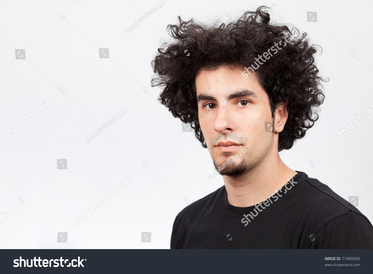 Handsome Young Hispanic Male Curly Black Stock Photo 77489050 ...