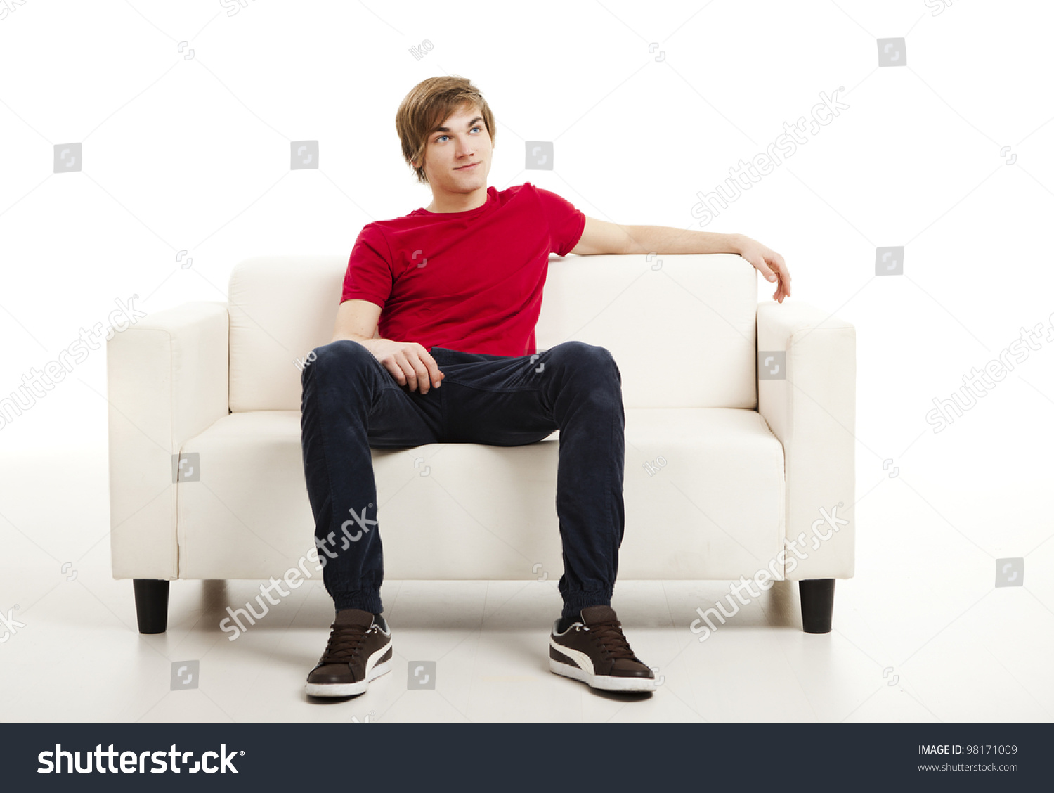 Handsome Young Man  Home Sitting On Stock Photo 98171009 