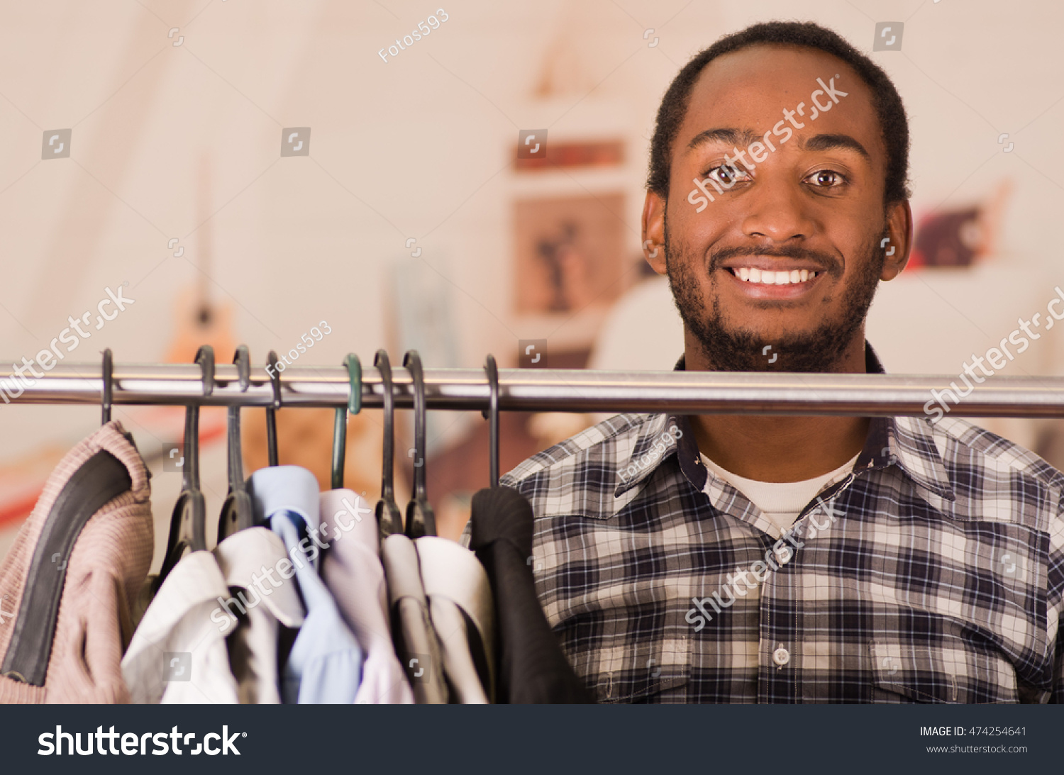 Handsome Young Man Standing Inside Wardrobe Stock Photo 474254641 ...