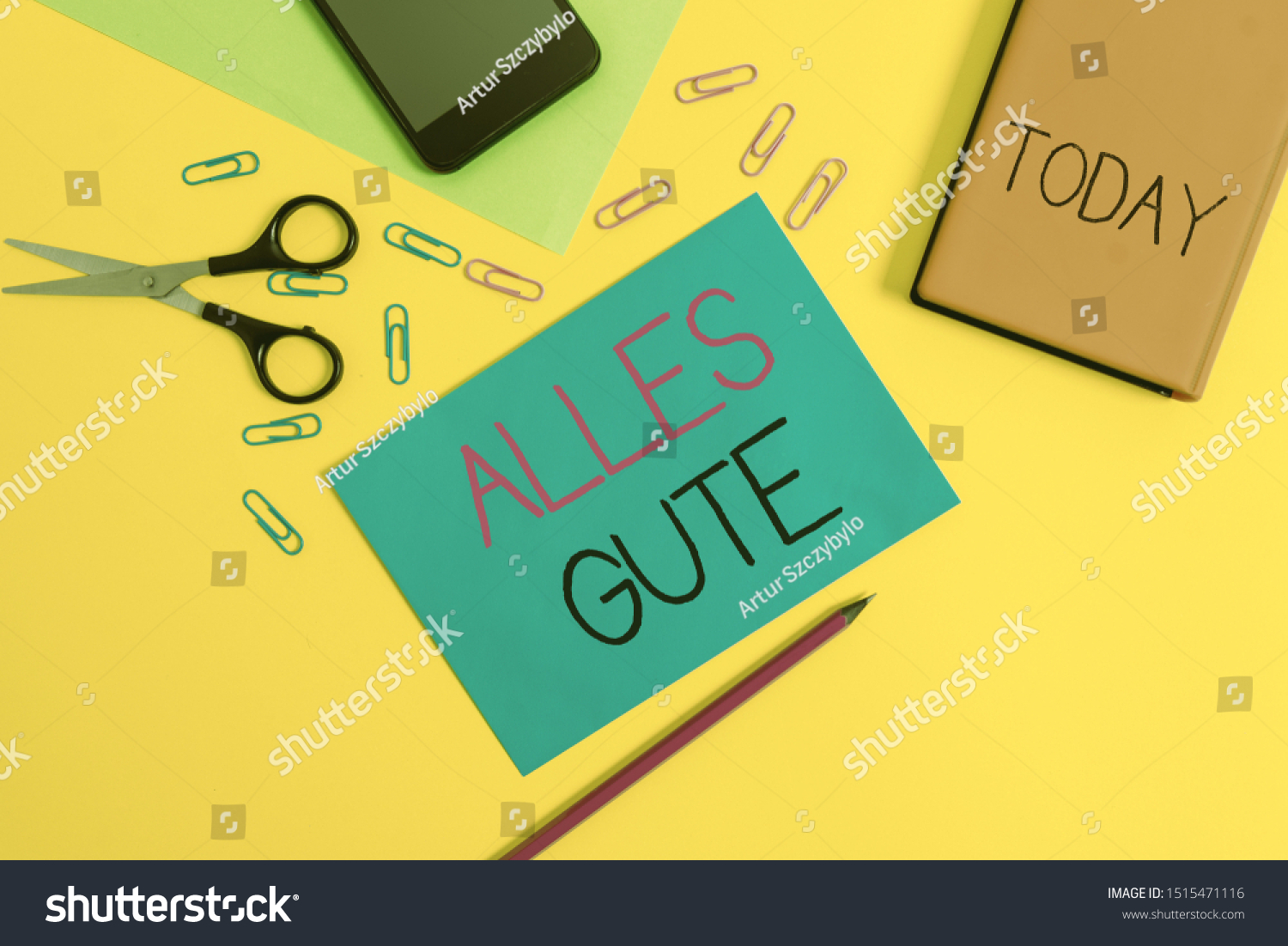 Handwriting Text Writing Alles Gute Concept Stock Photo Edit Now 1515471116