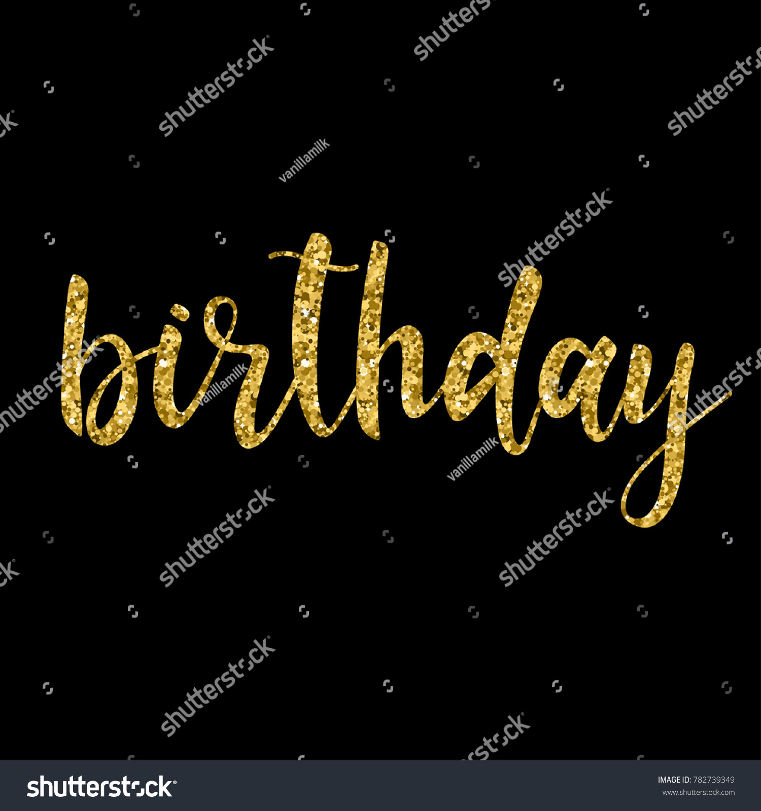 Handwritten Birthday Gold Lettering Isolated On Stock Illustration 