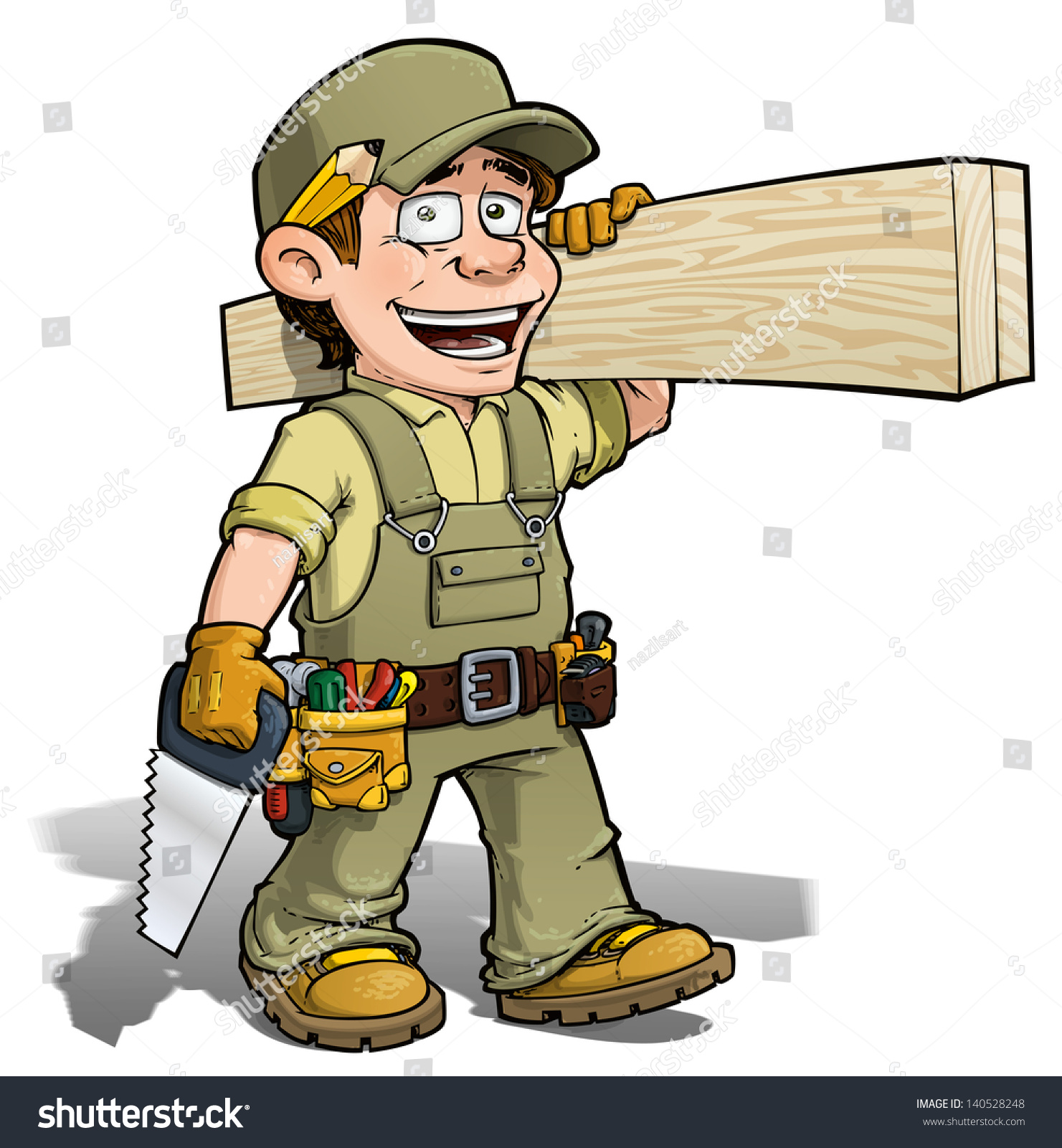 Handyman Carpenter Khaki Stock Illustration 140528248