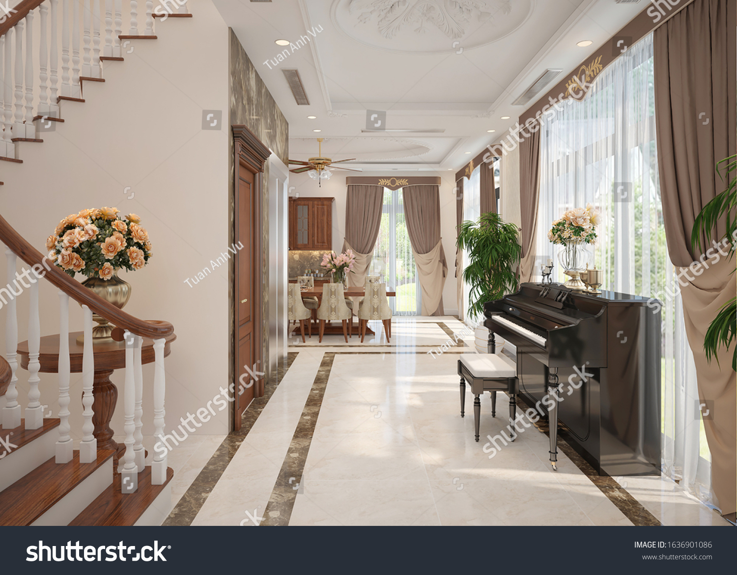 Hanoi Vietnam February 2020 House Entryway Stock Illustration