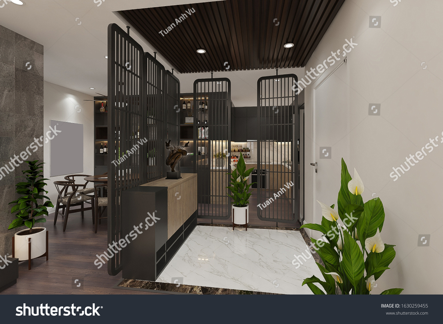 Hanoi Vietnam January 2020 House Entryway Stock Illustration