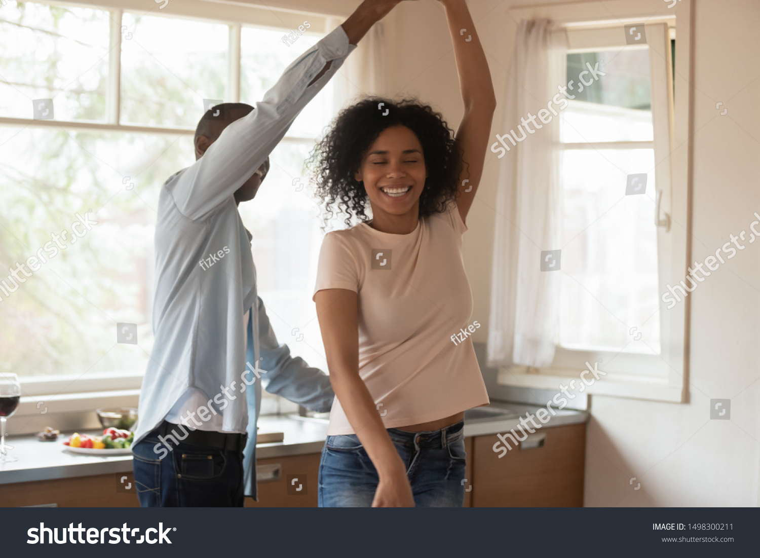 Happy African American Young Couple Have Stock Photo Edit Now