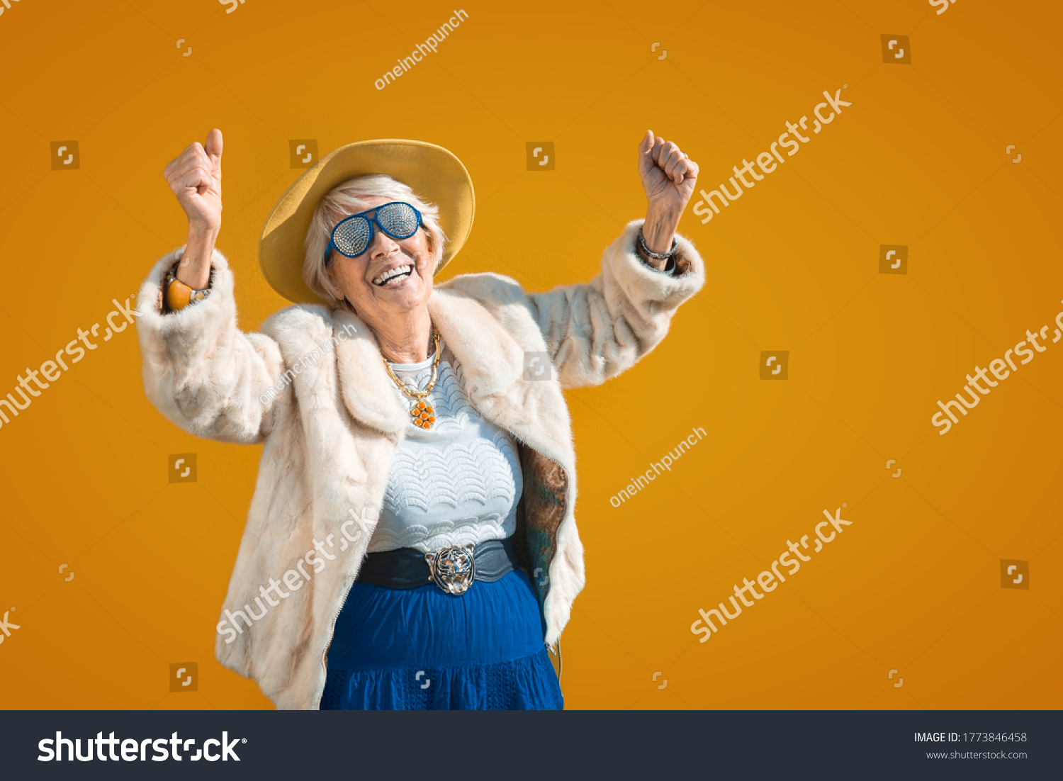 Happy Playful Senior Woman Having Fun Stock Photo (Edit Now) 1773846458