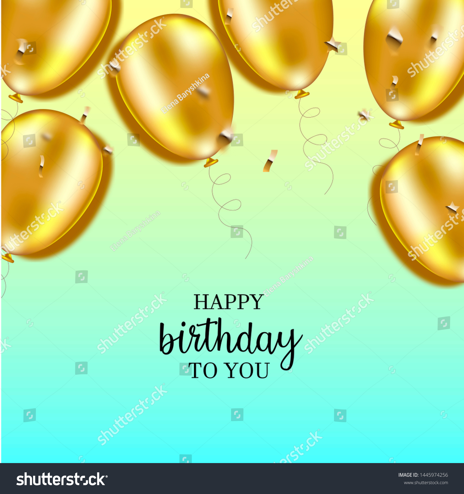 Happy Birthday Background Gold Balloons Ilustrações Stock 1445974256 Shutterstock 9295